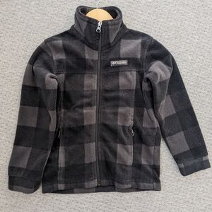 Columbia Black and Gray Plaid Fleece Jacket